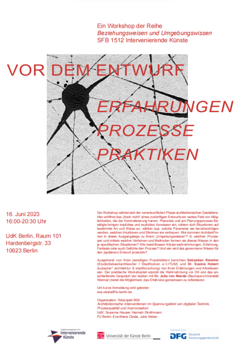 Poster: Vor dem Entwurf – Erfahrungen, Prozesse, Praktiken