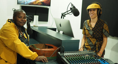 Sky Dladla (l.) and Layla Zami (r.) in the Blueprint Studio, Johannesburg, 2023