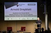 Arnold Dreyblatt speaks a greeting